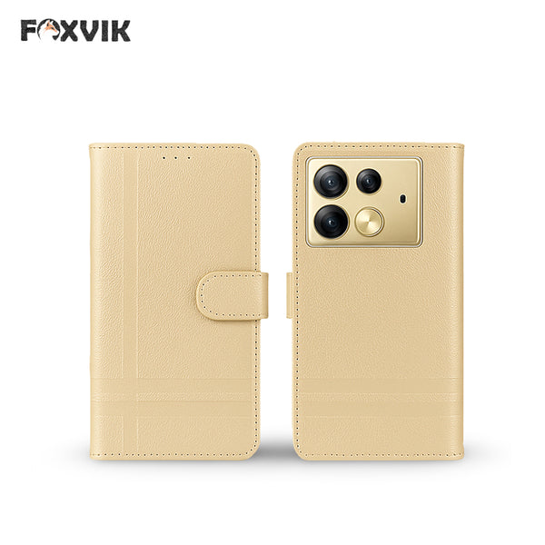 Infinix note 14 Pro Luxury Leather Wallet Flip Cover - Back